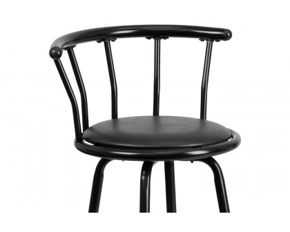 BLNK - Charla Black Metal Crown Back Bar Stool with Black Vinyl Swivel Seat