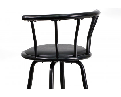 BLNK - Charla Black Metal Crown Back Bar Stool with Black Vinyl Swivel Seat