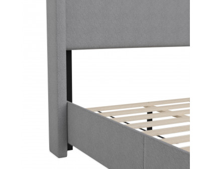 BLNK Quinn Upholstered Platform Bed with Channel Stitched Wingback Headboard - Gray, Twin Size