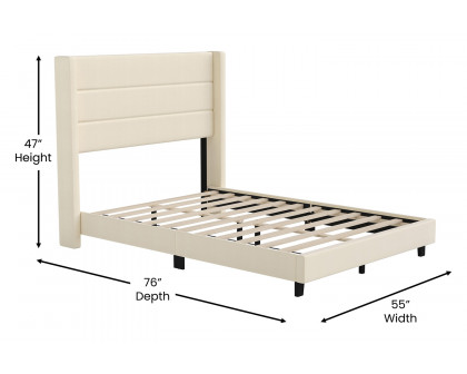 BLNK™ Hollis Upholstered Platform Bed with Wingback Headboard - Beige, Full Size