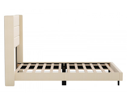 BLNK™ Hollis Upholstered Platform Bed with Wingback Headboard - Beige, Queen Size