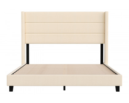 BLNK™ Hollis Upholstered Platform Bed with Wingback Headboard - Beige, Queen Size