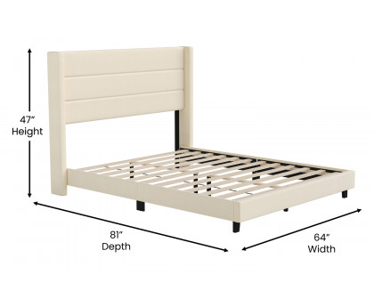 BLNK™ Hollis Upholstered Platform Bed with Wingback Headboard - Beige, Queen Size