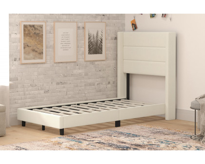 BLNK™ Hollis Upholstered Platform Bed with Wingback Headboard - Beige, Twin Size