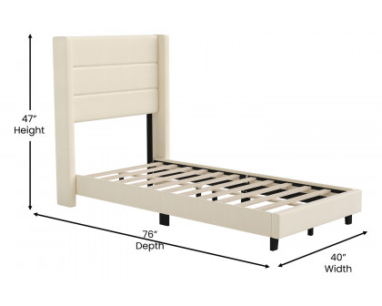 BLNK™ Hollis Upholstered Platform Bed with Wingback Headboard - Beige, Twin Size