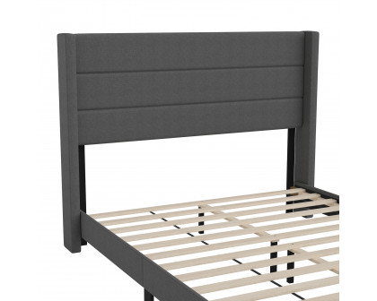 BLNK Hollis Upholstered Platform Bed with Wingback Headboard - Charcoal, Queen Size