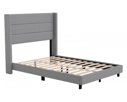 BLNK™ Hollis Upholstered Platform Bed with Wingback Headboard - Gray, Full Size