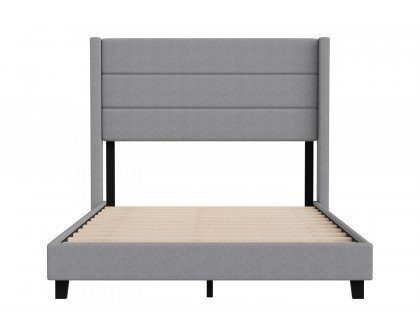 BLNK™ Hollis Upholstered Platform Bed with Wingback Headboard - Gray, Full Size