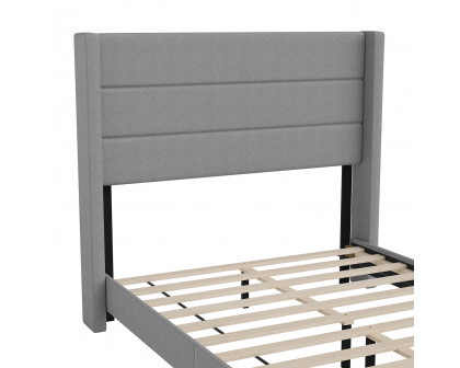 BLNK™ Hollis Upholstered Platform Bed with Wingback Headboard - Gray, Full Size