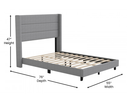 BLNK™ Hollis Upholstered Platform Bed with Wingback Headboard - Gray, Full Size