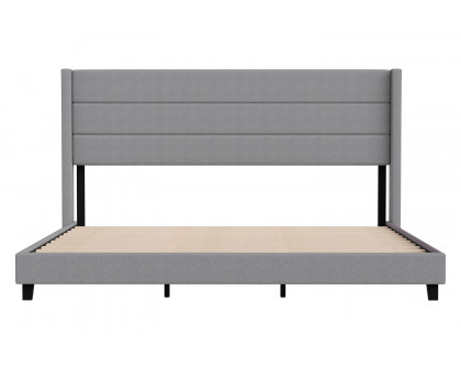 BLNK Hollis Upholstered Platform Bed with Wingback Headboard - Gray, King Size