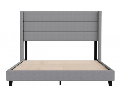 BLNK Hollis Upholstered Platform Bed with Wingback Headboard - Gray, Queen Size