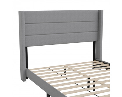 BLNK Hollis Upholstered Platform Bed with Wingback Headboard - Gray, Queen Size