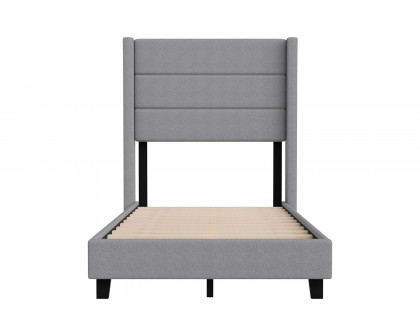 BLNK Hollis Upholstered Platform Bed with Wingback Headboard - Gray, Twin Size