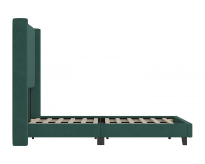 BLNK Bianca Upholstered Platform Bed with Vertical Stitched Wingback Headboard - Emerald, Full Size