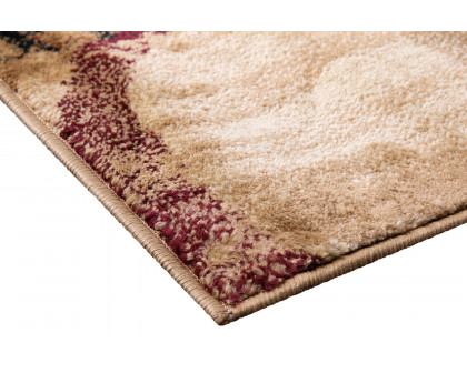 BLNK Caldor Collection Abstract Olefin Area Rug with Jute Backing - Warm Beige/Green/Red, 5'W x 7'L