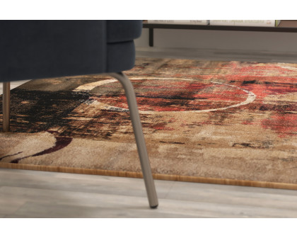 BLNK Caldor Collection Abstract Olefin Area Rug with Jute Backing - Warm Beige/Green/Red, 6'W x 9'L