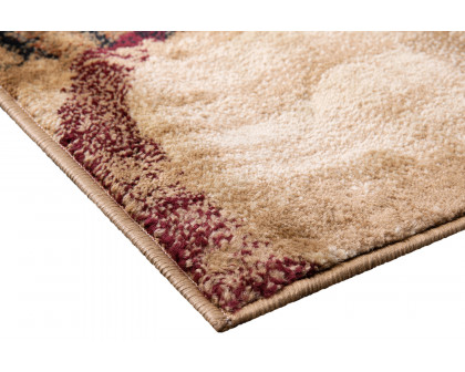 BLNK Caldor Collection Abstract Olefin Area Rug with Jute Backing - Warm Beige/Green/Red, 6'W x 9'L