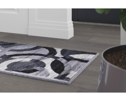 BLNK Harken Collection Geometric Olefin Area Rug with Jute Backing - Black/Gray, 2'W x 7'L