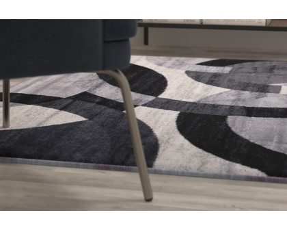 BLNK Harken Collection Geometric Olefin Area Rug with Jute Backing - Black/Gray, 5'W x 7'L