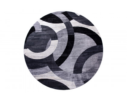 BLNK Harken Collection Geometric Round Olefin Area Rug with Jute Backing - Black/Gray, 5'W x 5'L