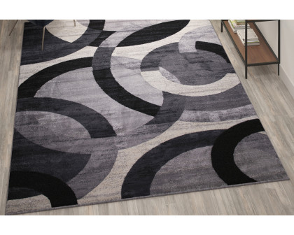 BLNK Harken Collection Geometric Olefin Area Rug with Jute Backing