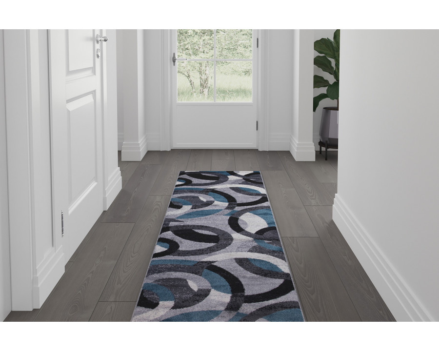 BLNK Harken Collection Geometric Olefin Area Rug with Jute Backing