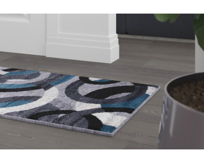 BLNK Harken Collection Geometric Olefin Area Rug with Jute Backing