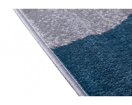 BLNK Harken Collection Geometric Olefin Area Rug with Jute Backing - Blue/Gray, 5'W x 7'L