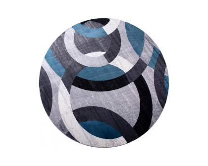 BLNK Harken Collection Geometric Round Olefin Area Rug with Jute Backing - Blue/Gray, 5'W x 5'L