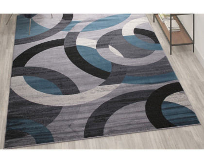 BLNK Harken Collection Geometric Olefin Area Rug with Jute Backing