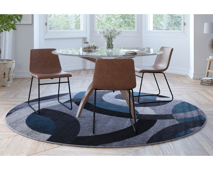 BLNK Harken Collection Geometric Round Olefin Area Rug with Jute Backing