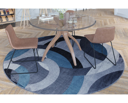 BLNK - Harken Collection Geometric Round Olefin Area Rug with Jute Backing