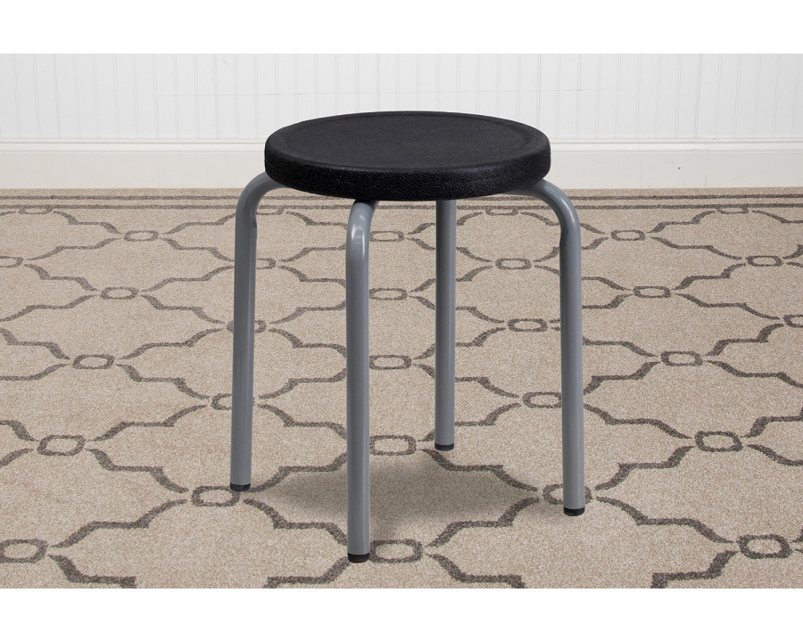 BLNK Remington Stackable Stool with Silver Powder Coated Frame - Black