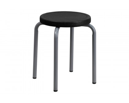 BLNK Remington Stackable Stool with Silver Powder Coated Frame - Black