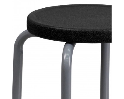 BLNK Remington Stackable Stool with Silver Powder Coated Frame - Black