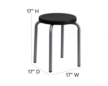 BLNK Remington Stackable Stool with Silver Powder Coated Frame - Black