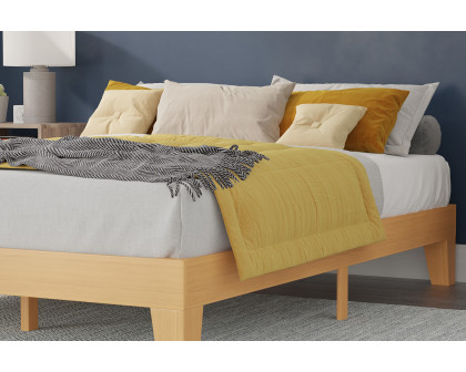 BLNK Evelyn Wood Platform Bed with Wooden Support Slats - Natural Pine, Full Size