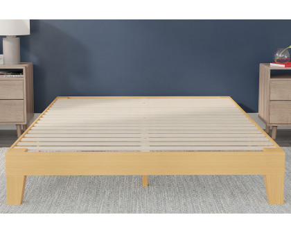 BLNK Evelyn Wood Platform Bed with Wooden Support Slats - Natural Pine, Full Size