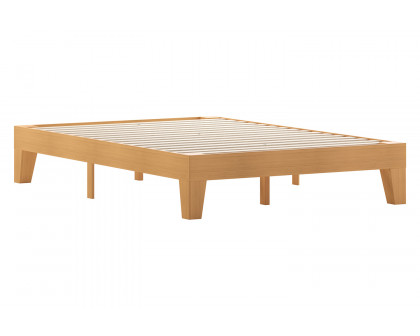 BLNK Evelyn Wood Platform Bed with Wooden Support Slats - Natural Pine, Full Size