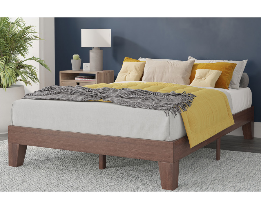 BLNK Evelyn Wood Platform Bed with Wooden Support Slats