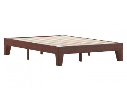 BLNK Evelyn Wood Platform Bed with Wooden Support Slats - Walnut, Full Size