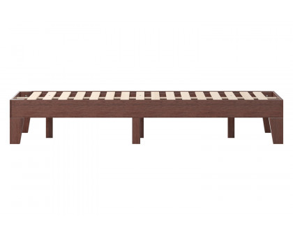 BLNK Evelyn Wood Platform Bed with Wooden Support Slats - Walnut, Full Size