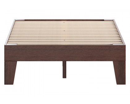 BLNK Evelyn Wood Platform Bed with Wooden Support Slats - Walnut, Full Size