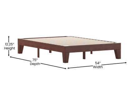 BLNK Evelyn Wood Platform Bed with Wooden Support Slats - Walnut, Full Size