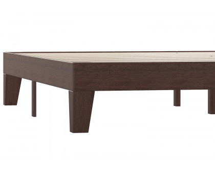 BLNK Evelyn Wood Platform Bed with Wooden Support Slats - Walnut, King Size