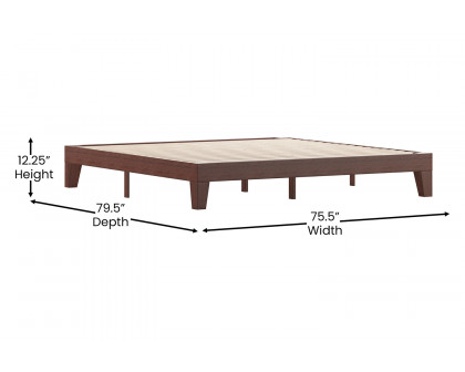 BLNK Evelyn Wood Platform Bed with Wooden Support Slats - Walnut, King Size