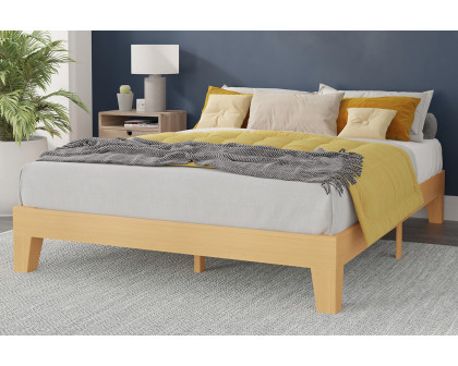 BLNK Evelyn Wood Platform Bed with Wooden Support Slats