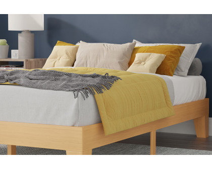 BLNK Evelyn Wood Platform Bed with Wooden Support Slats - Natural Pine, Queen Size