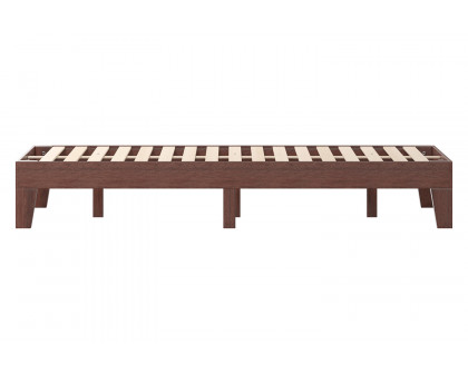 BLNK Evelyn Wood Platform Bed with Wooden Support Slats - Walnut, Queen Size